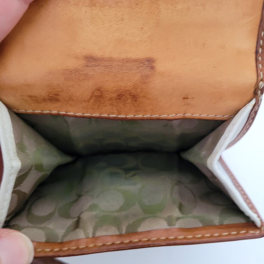 Coach Wallet Leather Bifold 5x4 Small White Brown Buckle Retro Vintage Two Tone - Picture 9 of 12